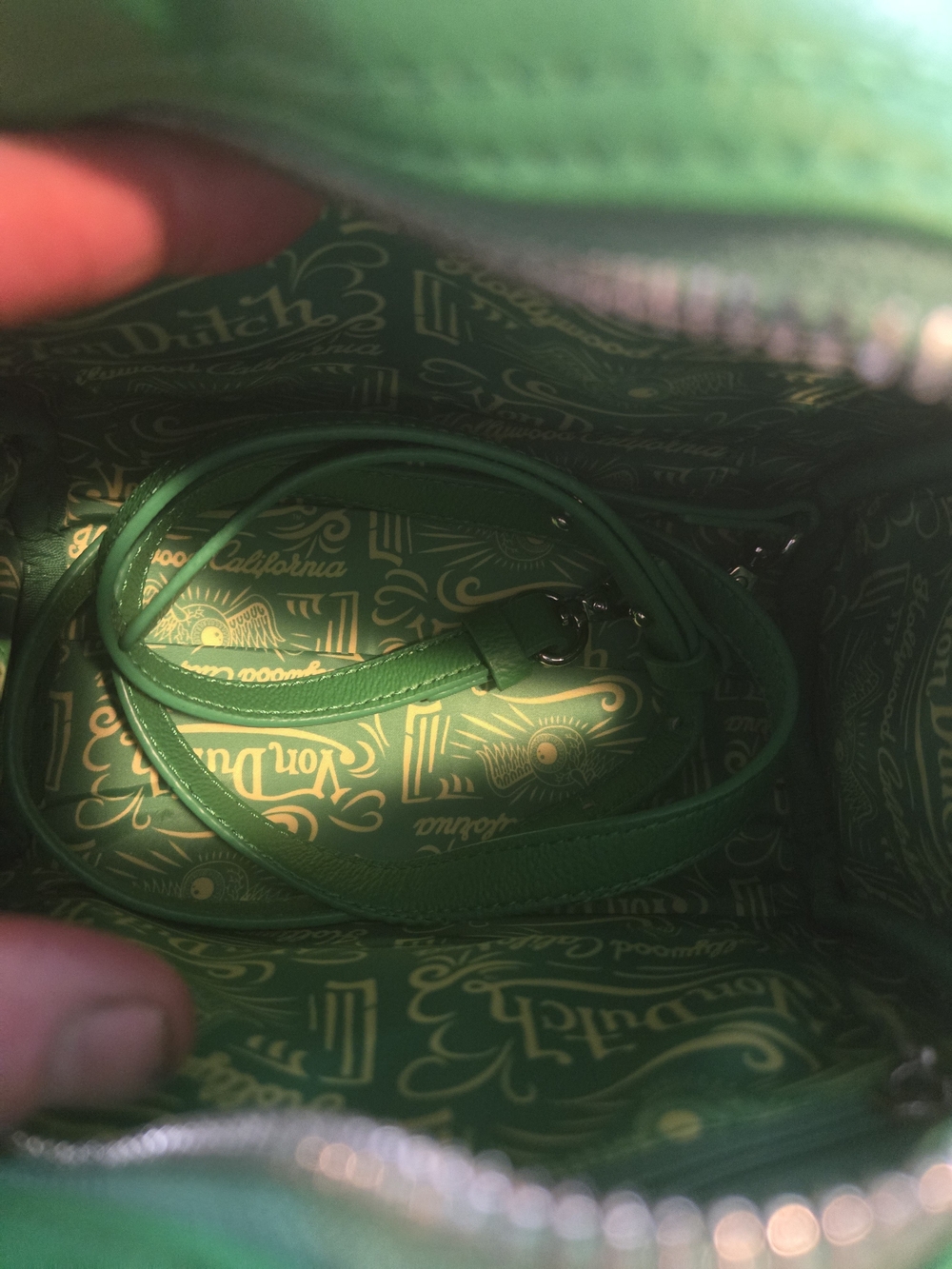 Von Dutch Green Mini Dome Bag with Yellow Logo NEW - Picture 5 of 5